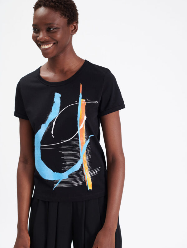 Tee-shirt jersey de coton noir  BARBARA BUI – Image 2