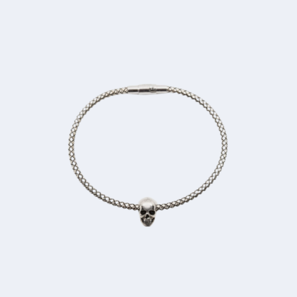 Bracelet métallique "SKULL" en argent vieilli - ALEXANDER MCQUEEN -