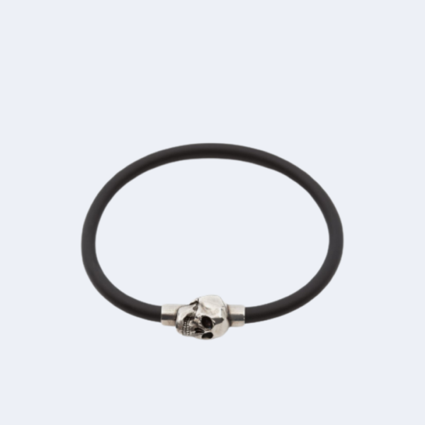 Bracelet en caoutchouc "SKULL" argenté  ALEXANDER MCQUEEN