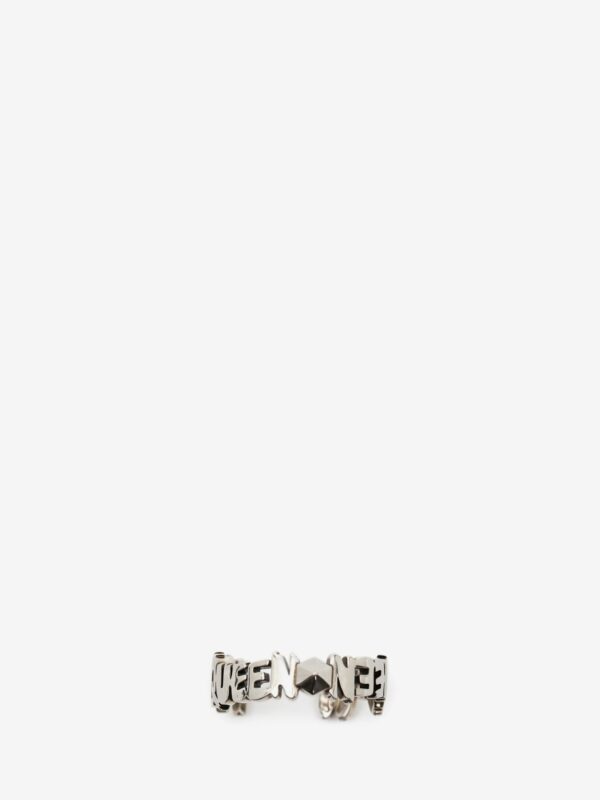 Bague ajourée "GRAFFITI" en argent vieilli  ALEXANDER MCQUEEN – Image 3
