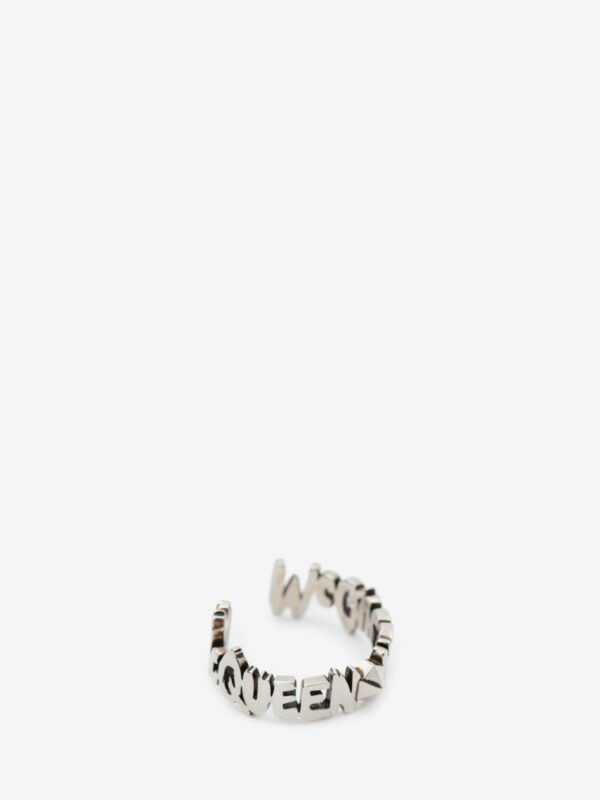 Bague ajourée "GRAFFITI" en argent vieilli  ALEXANDER MCQUEEN – Image 4