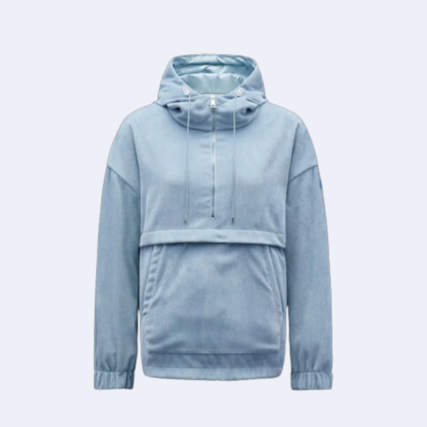 Sweat-shirt à capuche en velours côtelé bleu  MONCLER