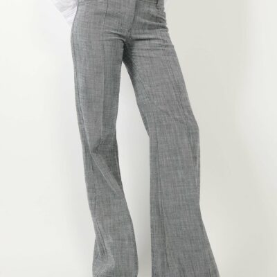 Pantalon flare en sergé de coton gris BARBARA BUI