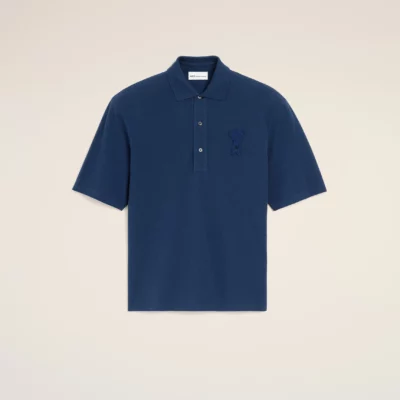 Polo bleu cœur en crochet AMI PARIS