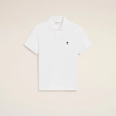 Polo blanc manches courtes AMI PARIS