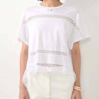 Tee-shirt blanc avec dentelle BARBARA BUI