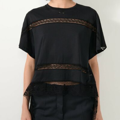 Tee-shirt noir avec dentelle BARBARA BUI