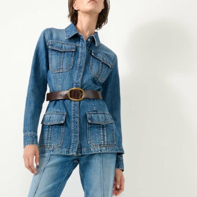 Veste saharienne en denim bleu BARBARA BUI
