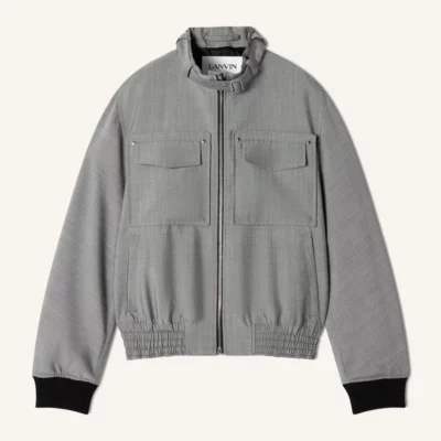 Blouson en laine et mohair gris LANVIN