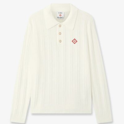 Polo à manches longues blanc CASABLANCA