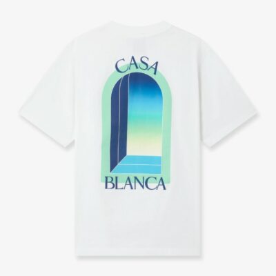 Tee-shirt blanc et vert menthe "L'ARCHE" CASABLANCA