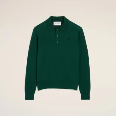 Polo vert en laine AMI PARIS