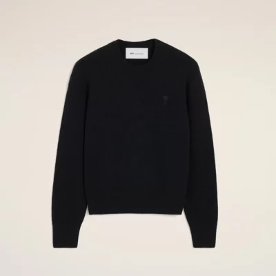 Pull noir col rond AMI PARIS