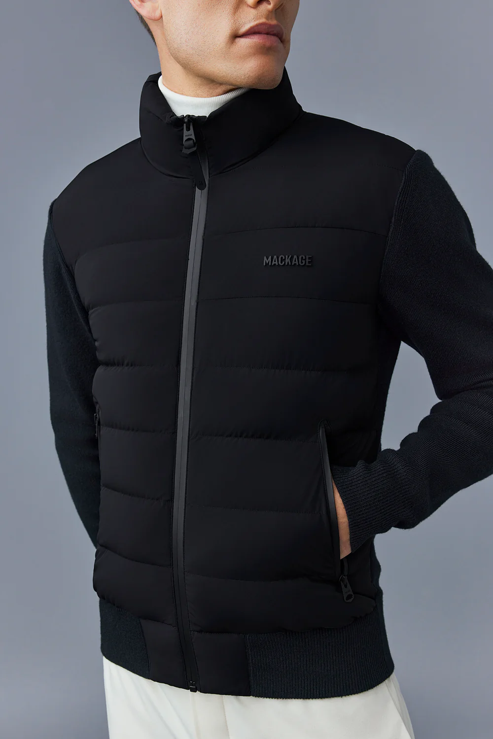 Veste noire en bi matière "HANEY-CITY" MACKAGE – Image 2