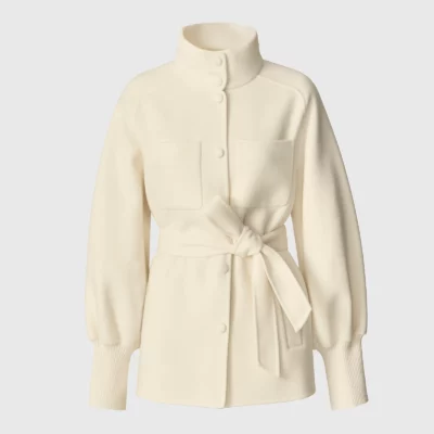Manteau mi-long en laine crème double face "SHANIA" Mackage