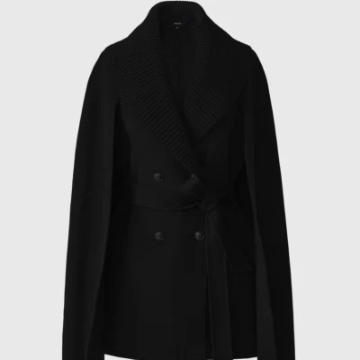 Manteau-cape en laine noire "SUSIE" MACKAGE