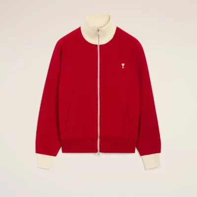 Sweatshirt zippé rouge AMI PARIS