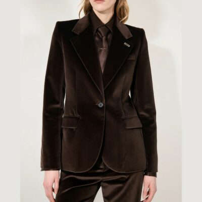 Veste cintrée en velours moka BARBARA BUI