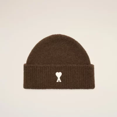 Bonnet marron en alpaga AMI PARIS