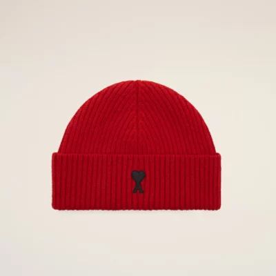 Bonnet rouge en laine AMI PARIS