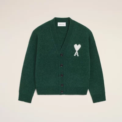 Cardigan vert en alpaga AMI PARIS