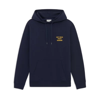 Hoodie à capuche marine et jaune "SLOGAN" DRÔLE DE MONSIEUR