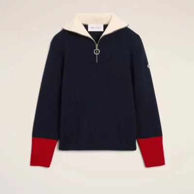 Pull marine col zippé AMI PARIS