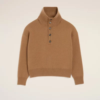 Pull camel col montant boutonné AMI PARIS