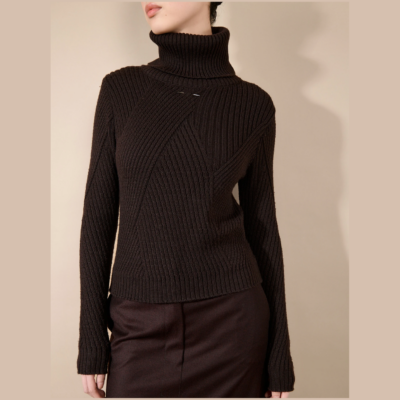 Pull col roulé en laine marron BARBARA BUI